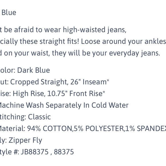 Judy Blue Joan High Rise Crop Dark Wash. Size 15/32. NWT - Picture 12 of 12